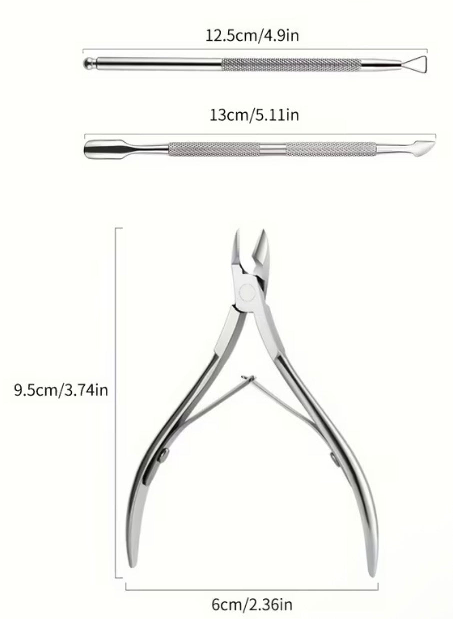 Cuticle Trimmer and Pusher. Stainless Steel.
