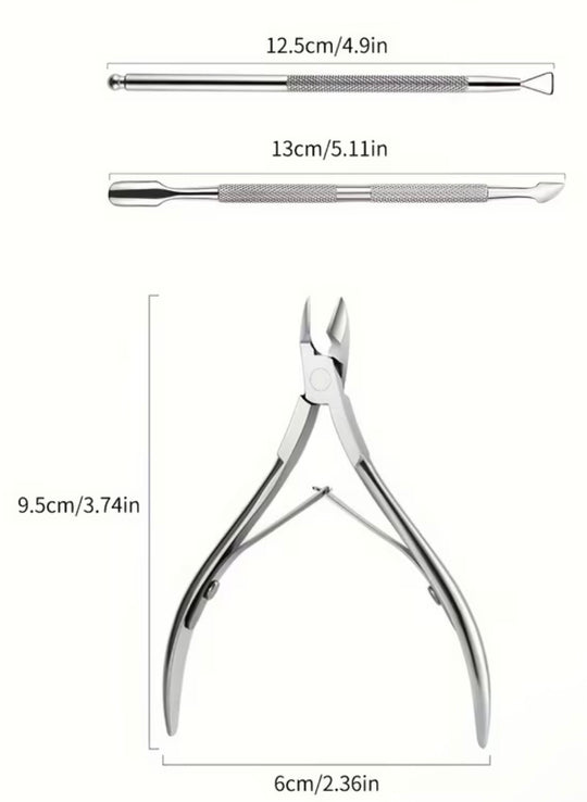 Cuticle Trimmer and Pusher. Stainless Steel.