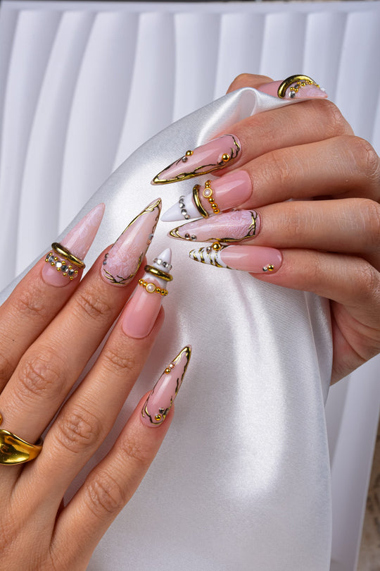 Jewelry Nude Nails with Lace